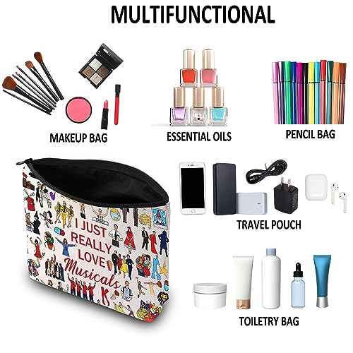 G2TUP Theatre Musical Lover Gift I Just Really Love Musicals Makeup Bag Music Fan Cosmetic Bag Musicals Merchandise (I Just Really Love Musicals MB)