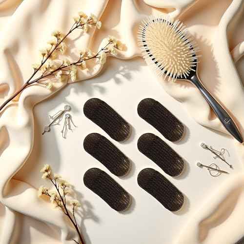 6 Pcs Brown Sponge Volume Hair Bases Volume Inserts Hair Clip Fluffy Cushion Bump It up Piece Hair Styling Pad for Women Girls Clips and Barrettes Accessories