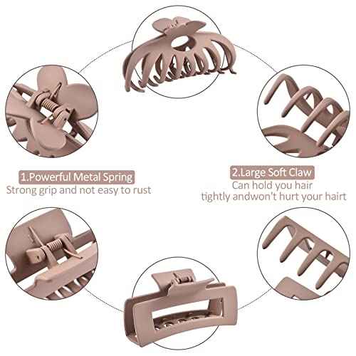 12 Pack Hair Claw Clips include 4.1 inch Large Clip and 2 inch Small Clip for Thick Thin Hair, Strong Hold jaw clip Big Non-slip Matte Hair Clips for Women,Neutral Colors¡¦