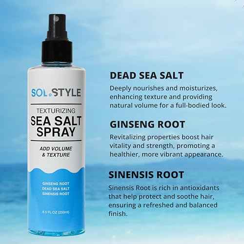 Texturizing Sea Salt Spray ? Adds Instant Volume, Texture & Thickness, Dead Sea Salt & Ginseng Root for Hair Strength & Health, Natural Beach Wavy Style for Men & Women | 8.5 oz