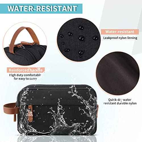 Lubardy Toiletry Bag Oxford Cloth Toiletry Bag for men and women Portable Travel Shaving Dopp Kit Water-Resistant Cosmetic Bag Travel Organizer Storage for Accessories, Black