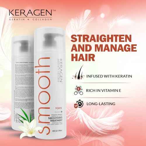 Keragen Brazilian Smoothing Keratin Hair Treatment | Sulfate-Free Blowout System for Dry, Damaged, Curly, or Frizzy Hair | Forte Formula | Medium to Coarse Hair | 32 Oz