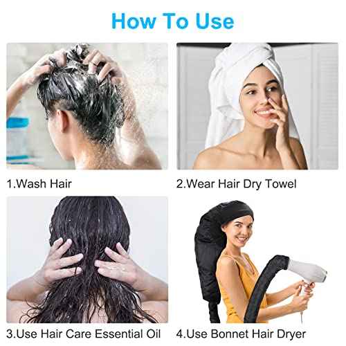Upgraded Large Hooded Hair Dryer Bonnet Cap with Long Tube for Fast Drying, Fits All Head Sizes and Hair Styling