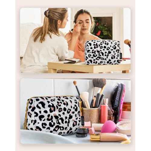 Aosbos Small Travel Makeup Pouch - Cosmetic Bag for Women, Midnight Black