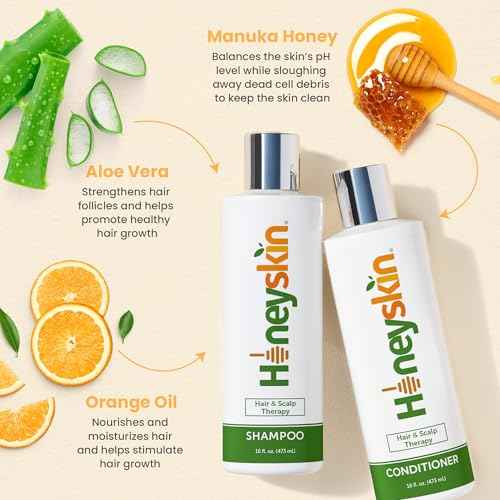 Honeyskin Hair Growth Shampoo and Conditioner for Women ? Sulfate-Free, Hydrating & Volumizing Set with Manuka Honey & Aloe Vera ? Non-Toxic Hair Thickening Shampoo for Thinning Hair 16oz