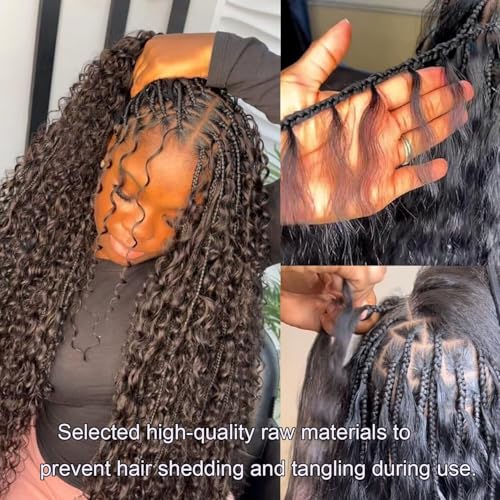 Lemoda Boho Human Braiding Hair Burmese Curly Bulk Human Hair Extensions For Bohemian Knotless Braids No Weft 24Inch 1Bundle/Lot 100g/1Bundle 1B Natural Black Salon-Quality
