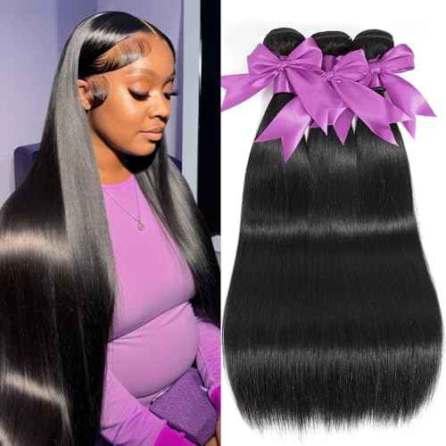 12A Human Hair Bundles 16 18 20 Inch Straight Human Hair 100% Unprocessed Brazilian Virgin Weave Hair 3 Bundles Deals