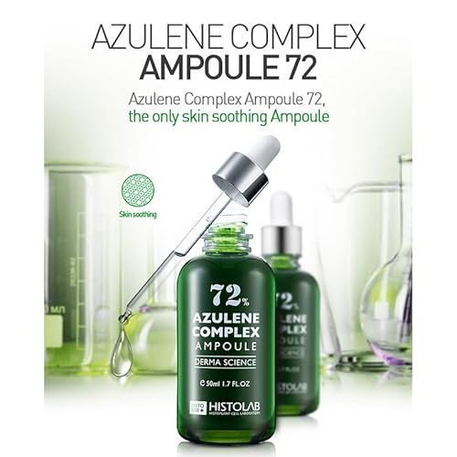 72% Azulene Complex Korean Beauty Facial Serum ? Soothing & Sebum Control Ampoule for Acne & Oily Skin ? Reduces Redness, Swelling & Irritations ? Infused with Tea Tree Oil