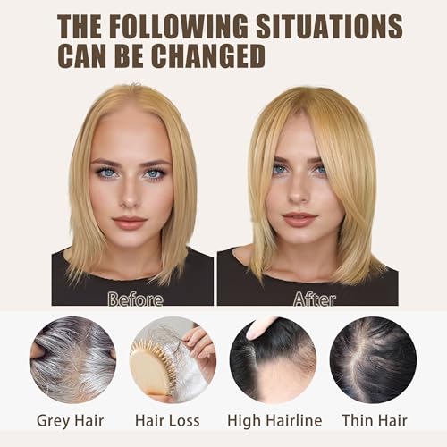 viviaBella Human Hair Hand-tied Swiss Lace BaseToppers Natural Looking no Bangs, Clip in Real Human Hair Toupee for Women with Thinning Hair Big Coverage 12inch hairpieces(Copper Red, 5"X4.5")