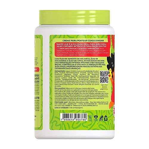 KPOCUN Salon Line, Creme de Pentear Infantil, Cachinhos Definidos, Controle de Frizz e Brilho Intenso, Vegano - Cabelos Ondulados, Cacheados e Crespos, 1 Kg