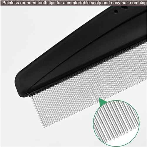 2 Pieces Stainless Steel Fine & Wide Tooth Comb, High Strength Teeth Hair Combs, Professional Dandruff Combs Grooming Tool (two different style)