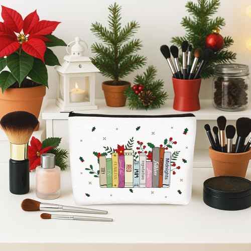 Christmas Makeup Bag for Women Girls, Singer Merch Gifts, Christmas Cosmetic Bags for TS Fans, White Elephant Gifts for Mom Wife Sister Friends, Cute Holiday Travel Purse Zipper Pouch Bag