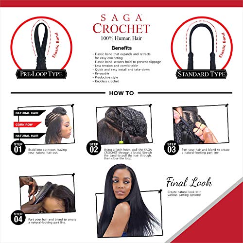 Saga Human Hair Crochet Braids Standard Type Super Curl (16", 1B)