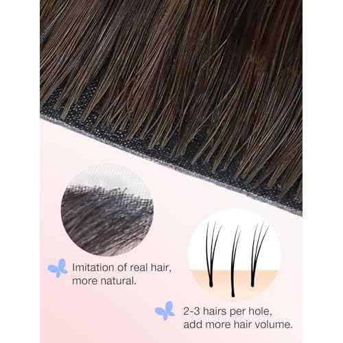 DOORES Injected Seamless Tape in Hair Extensions Human Hair Invisi Edge, Dark Brown to Chestnut Brown 10 Injection Tape-ins with 10 Classic Tape-ins 50g 16 Inch, Tape in Extensions