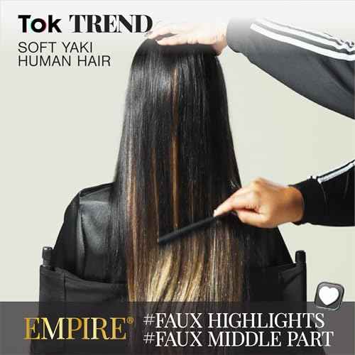 Sensationnel Empire yaki human hair - Tangle Free Weaving for Quick Weave and Sew in Styles for Faux Highlights and Fauxmiddlepart Leave Out - 1 Pack (12 inch, 1B OFFBLACK)