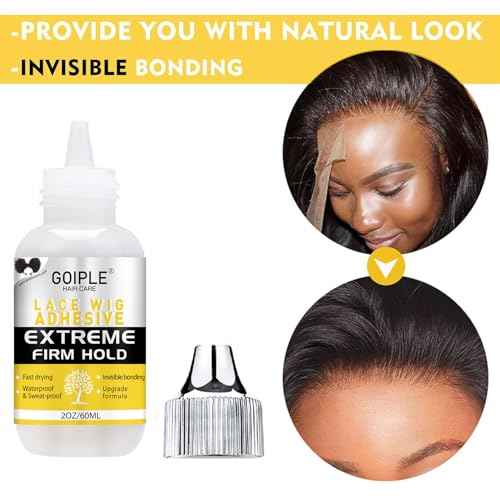 2 OZ Wig Glue for Lace Front Wigs, Waterproof Lace Hair Glue for Wigs, Fast Dry Lace Bond Strong Hold Transparent Laces Adhesive for Hair Replacement (60ML)
