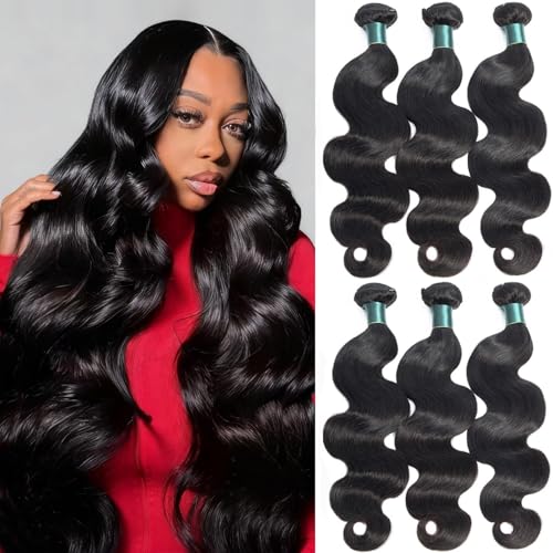 12A Human Hair Bundles Body Wave Bundles Human Hair 18 20 22 Inch 100% Unprocessed Brazilian Virgin Hair Quick Weave Natural Black Hair Extensions