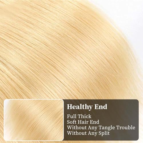 Human Hair Bundles 24 26 28 Inch Blonde Straight Weave Sew In Bundles Human Hair Double Weft Unprocessed Virgin Remy Hair Extension for Black Women £¨Color 613£©