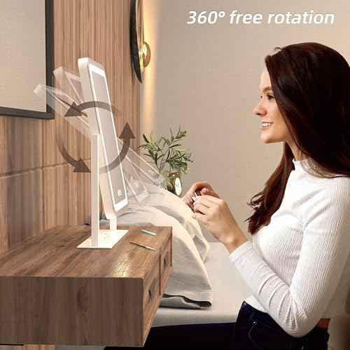Vanity Mirror with Lights,13.1"¡¿16.7"LED Makeup Mirror,Lighted Makeup Mirror with Lights, Smart Touch Control Dimmable 3 Modes Light, Lighted Up Mirror for Makeup Desk, Bedroom, Dressing Room