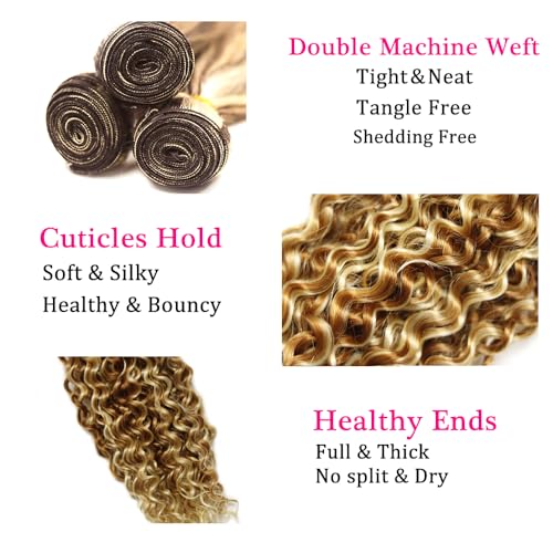 Highlight Bundles Blonde Kinky Curly Human Hair Bundle #30 Human Hair Bundle 20 22 24 Inch 3 Bundles