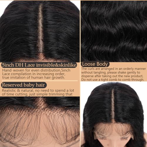 Lace Front Wigs Human Hair Loose Body 13x5x1 Lace Frontal Wigs for Women 18inch 150% Density Glueless Brazilian Body Wave Real Human Hair Wig with Baby Hair Pre Plucked