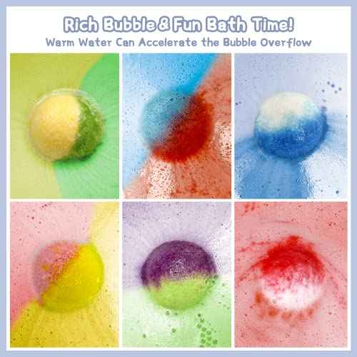 Bath Bombs for Kids,12pcs Bath Bombs with Surprise Crystal Toys Inside, Handmade Natural and Organic Bubble Bath Bombs, Birthday Christmas Easter Gift for Girls