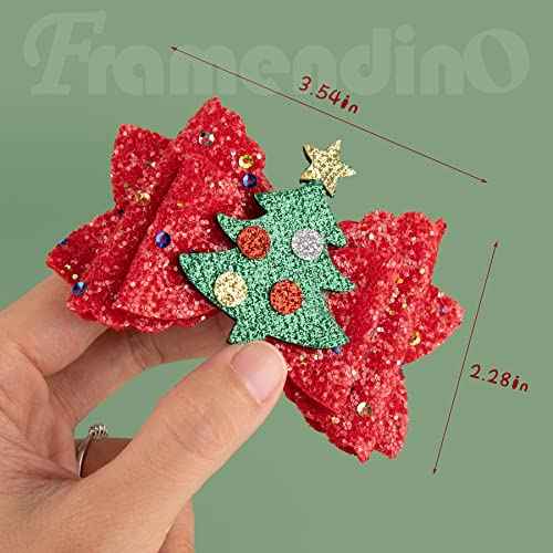 Framendino, 8 Pack Christmas Hair Clip Tree Hat Santa Snowflake Bows Accessories for Women