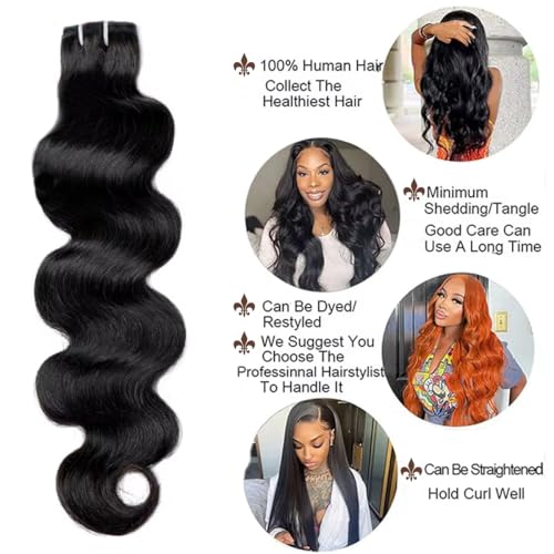 Human Hair Bundles Body Wave Bundles Human Hair 12A Grade 100% Unprocessed Brazilian Virgin Hair 3 Bundles Human Hair Extensions for Black Women Natural Color 18 18 18 Inch