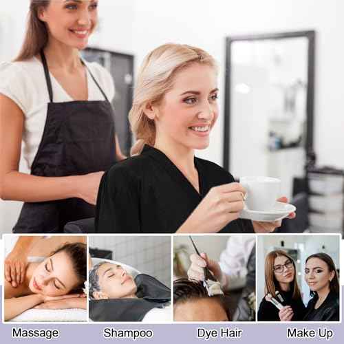 Syhood 2 Pieces Salon Robes Smock for Clients Waterproof Hairdressing Gown Salon Cape (2 Pockets)
