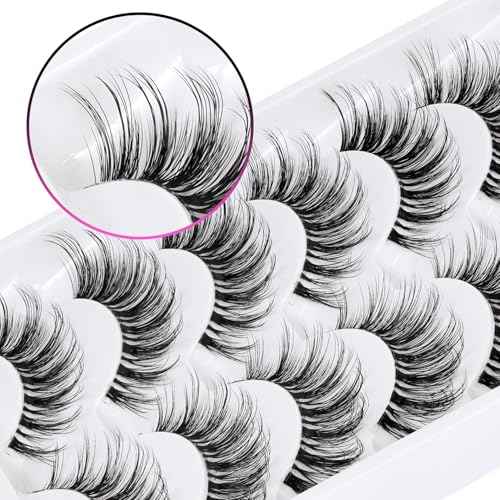 Veleasha Lashes with Clear Band Fluffy Lashes that Look Like Extensions 6 Pairs Pack Invisible False Eyelashes (12-18mm)