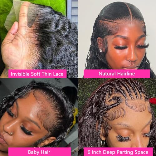 13x6 Deep Wave Lace Front Wigs Human Hair Pre Plucked 180% Density 13x6 HD Lace Frontal Deep Curly Lace Front Wigs for Women Curly Human Hair Wig Glueless Deep Wave Frontal Wigs with Baby Hair 20Inch