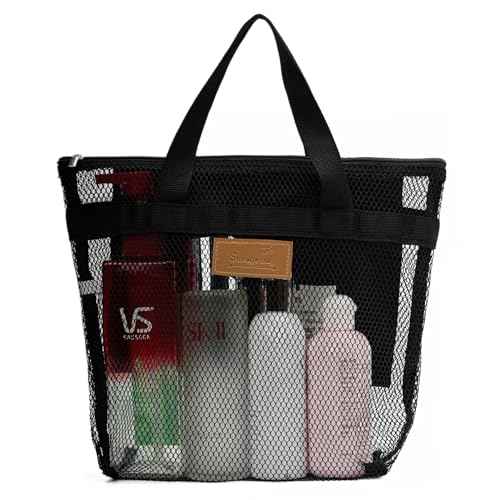 Mesh Shower Caddy Bag Portable Hanging Toiletry and Bath Organizer with Zipper for Travel, Gym, Camping, College Dorms, Beach