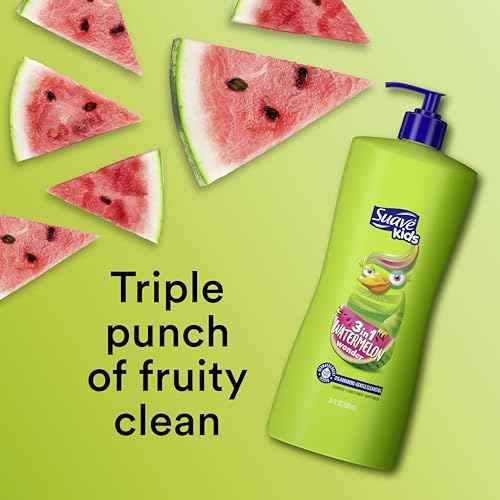 Suave Kids 3-in-1 Tear Free, Body Wash, Shampoo and Conditioners, Dermartologist Tested, Watermelon Wonder, 18 Oz Pack of 6