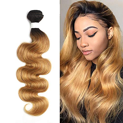 X-TRESS Ombre Blonde Bundles - 22 inch Body Wave Brazilian Hair Weave - 100% Human Hair Extensions - 27 Inch, T1B/27