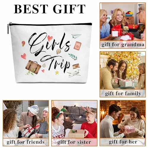 Travel Makeup Bag Gift for Her, Girls Trip Gifts, Cosmetic Bags Pouch Birthday Gift for Best Friend, Waterproof Toiletry Bag with Zipper (A08)