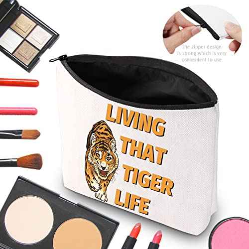 CMNIM Tiger Makeup Bag Tiger Themed Pouch Bag Living That Tiger Life Gift for Tiger Lovers Fans (Tiger Makeup Bag)