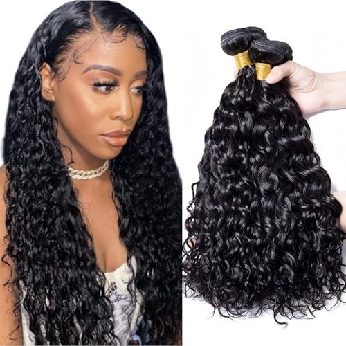 Water Wave Bundles Human Hair Bundle Curly Hair 16 18 20 22 inch 100% Unprocessed Brazilian Virgin Bundles Wet And Wavy Bundle Real Natural Black For Black Women