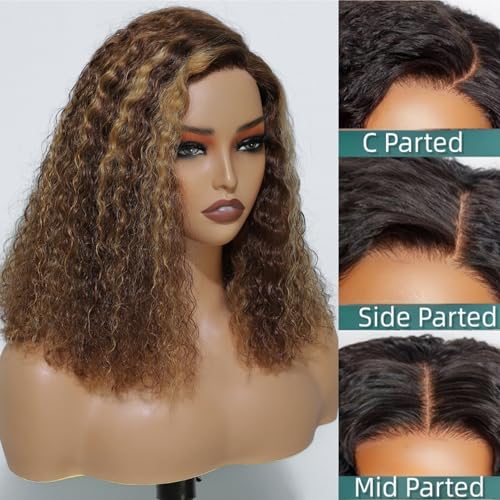 Wear and Go Glueless Wig Human Hair Pre Plucked 4/27 Highlight Water Wave Bob Wig Human Hair Wet and Wavy Wigs Human Hair 4x4 Closure Wig Human Hair for Women 12 Inch
