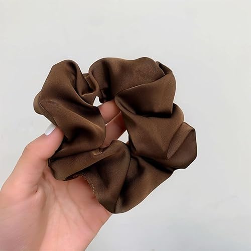 Tress 16 Silk Hair Ties Silk Scrunchies for Women Girls Fashion Hair Accessories Ponytail Holders Tie Scrunchies Hair Elastics No Damage 3pcs (Black/Brown/Mocha)