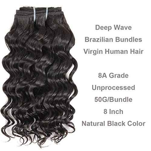 Brazilian Body Wave/Water Wave/Deep Wave/Funmi/Human Hair Bundles Unprocessed Human Hair Natural Black(Deep Wave, 14" 4 Bundles)