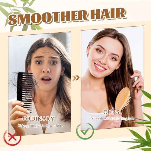 Weysat 12 Pcs Bamboo Hair Brushes Bulk Natural Wooden Paddle Brush Lightweight Massage Scalp Hair Combs Bamboo Detangling Hairbrush for Women Men for All Hair Types, Anti Static