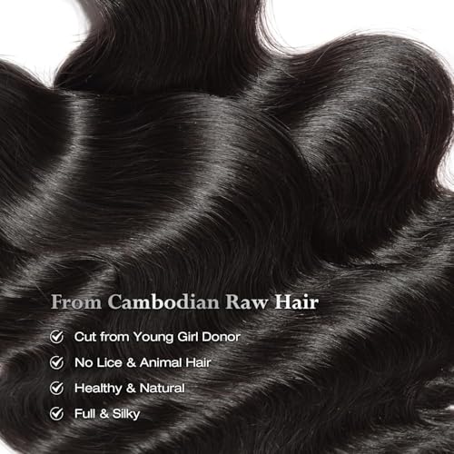 ASHINE Hair Bundles Body Wave Straight Unprocessed Cambodian Raw Hair Bundles Top Virgin Hair Weave Human Hair Bundle Natural Black Hair Extension for Women 22 Inch