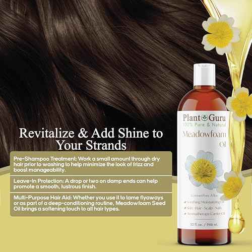 Meadowfoam Oil 32 fl. oz. Cold Pressed 100% Pure Natural Carrier ? Skin, Face, Body, and Hair Moisturizer. Ideal for DIY Creams, Lotions, and Lip Balms