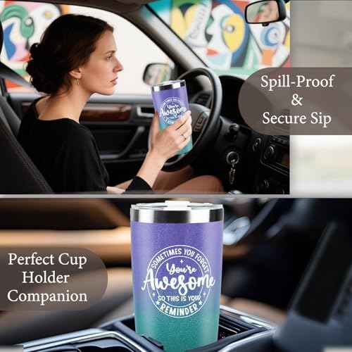 Birthday Gift Basket for Women Purple Blue Relaxing Spa Self Care Bath Gift Set for Her with 20 Oz Tumbler Cup for Graduation, Teacher Appreciation Week, Mother¡¯s Day Gift Ideas Christmas Gifts