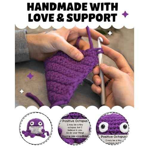 Positive Crochet Animal Octopus Gifts, Motivational Christmas Birthday Gift Ideas, Mini Emotional Support Plush Octopus Decor