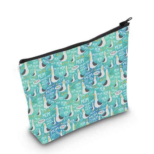 WCGXKO Seagull Mom Makeup Bag - Cosmetic Case - Turquoise - Cartoon Pattern - Reusable - Makeup, Travel, Toiletry - Women