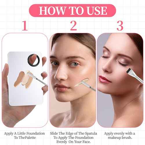 Ouligay 3 Pcs Make Up Spatula Tool Including Makeup Mixing Palette,Foundation Spatula,Makeup Palette Tray,Makeup Accessories Set for Women Girl Korean Makeup Cosmetic Spatula Tool(Metal)