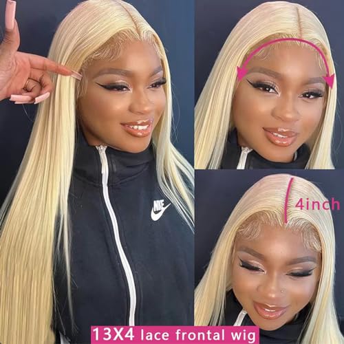 613 Lace Front Wig Human Hair 13x4 HD Transparent Straight Blonde Lace Front Wigs Pre Plucked Glueless Wigs 180% Density Blonde Lace Frontal Human Hair Wigs 20INCH