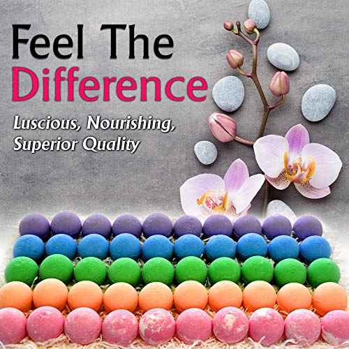 Relaxing Bath Bombs for Men & Women! 50 Wholesale Bath Bombs Individually Wrapped. Bulk Aromatherapy Essential Oil Bath Bombs for Adults Teens Kids! Bath Fizzies #1 Best Pampering Gifts for Women!