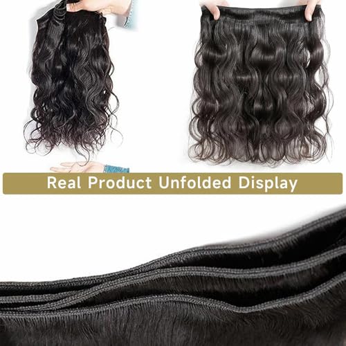 Body Wave Human Hair Bundles - 18, 20, 22 Inch - 3 Bundles - 12A Grade - 100% Unprocessed Brazilian Virgin Hair Extensions for Black Women
